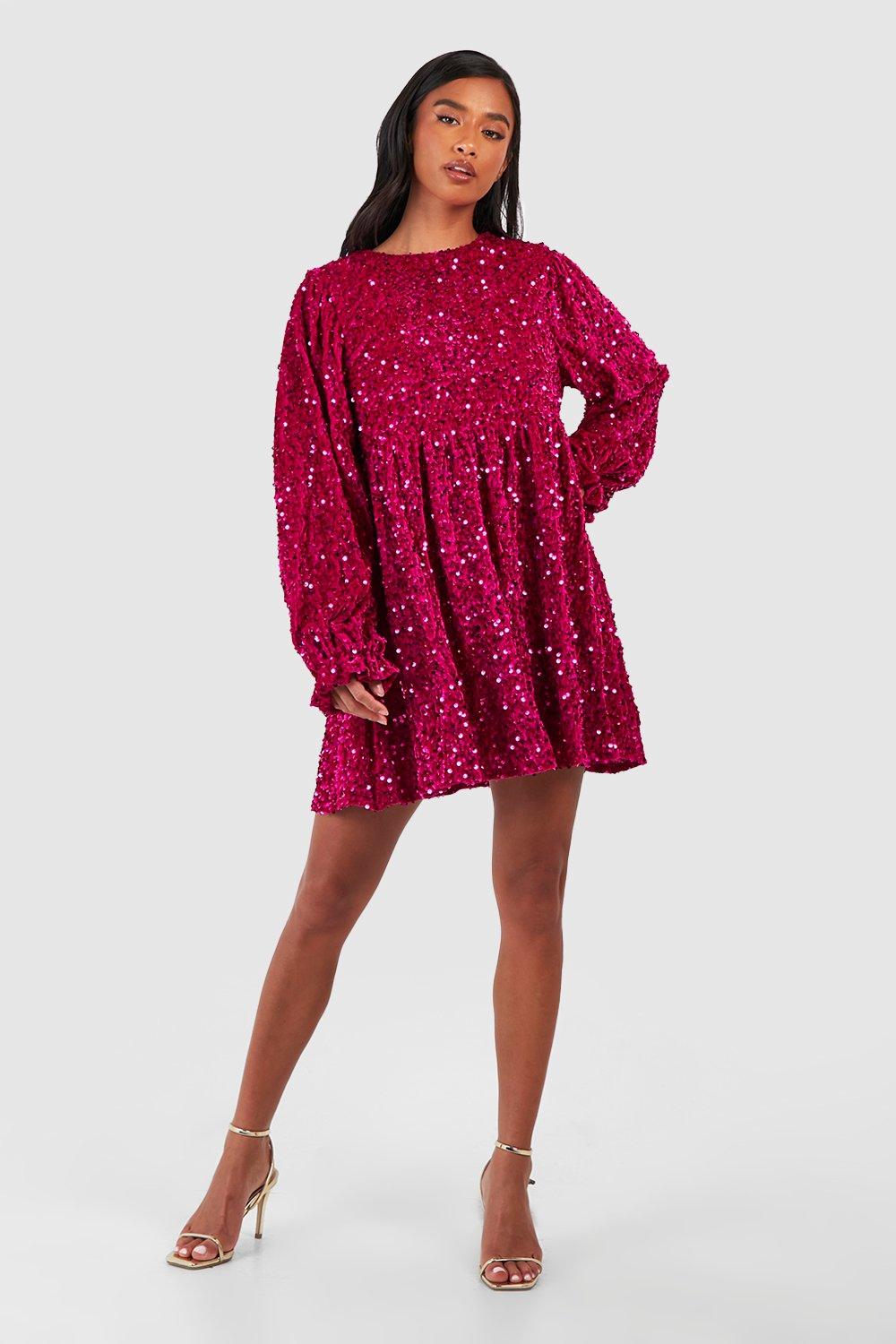 Long sleeve outlet velvet swing dress